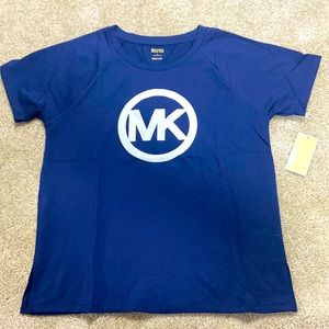 NEW Michael Kors navy boxy fit short slv shirt S